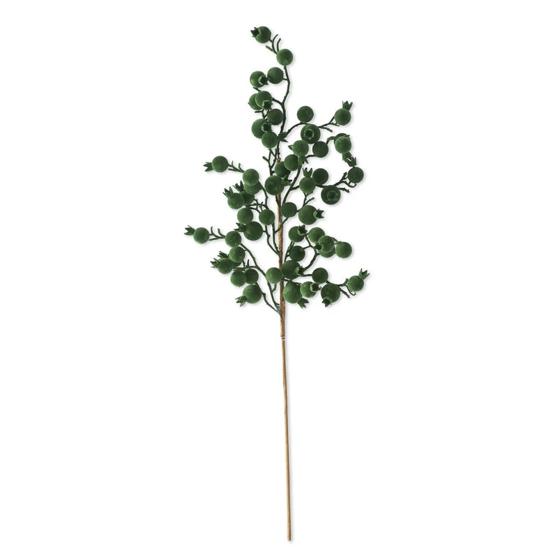 32” green flocked rosehip stem
