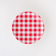 Gingham “paper” plate set/4