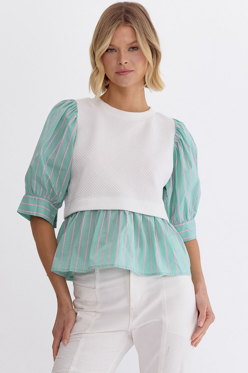 Mint Top with Bow Back