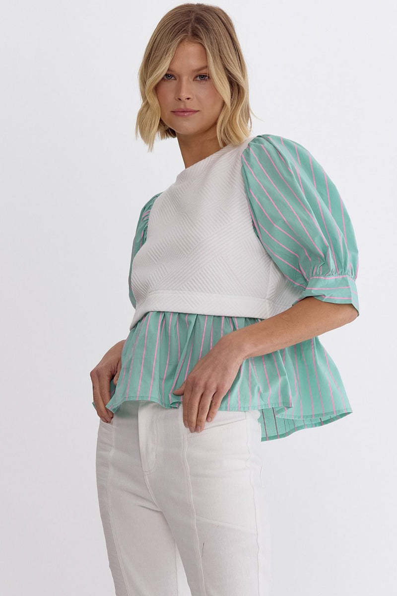 Mint Top with Bow Back