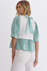 Mint Top with Bow Back