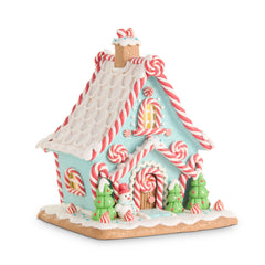Traditional peppermint gingerbread house