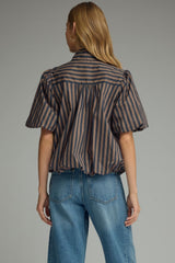 Brown/blue striped top