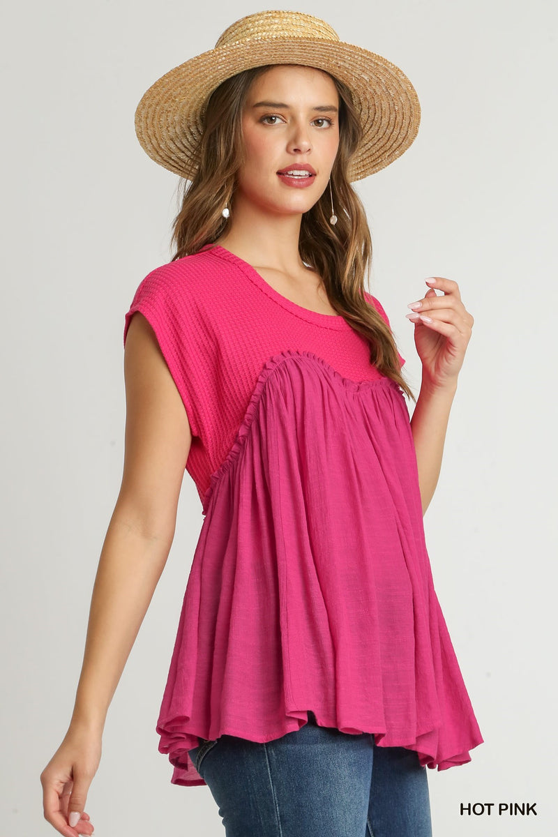 Waffled Rushed Detail Top