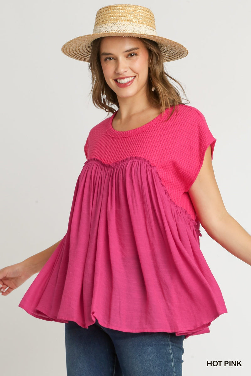 Waffled Rushed Detail Top