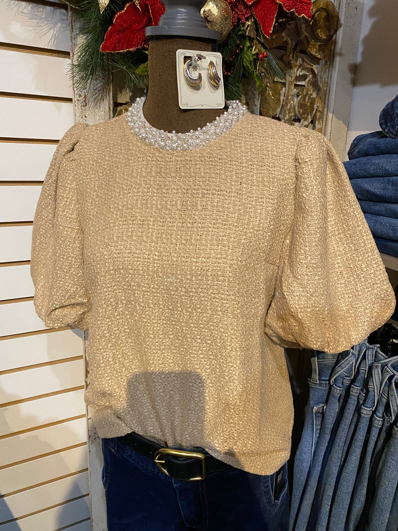 Beaded neck top