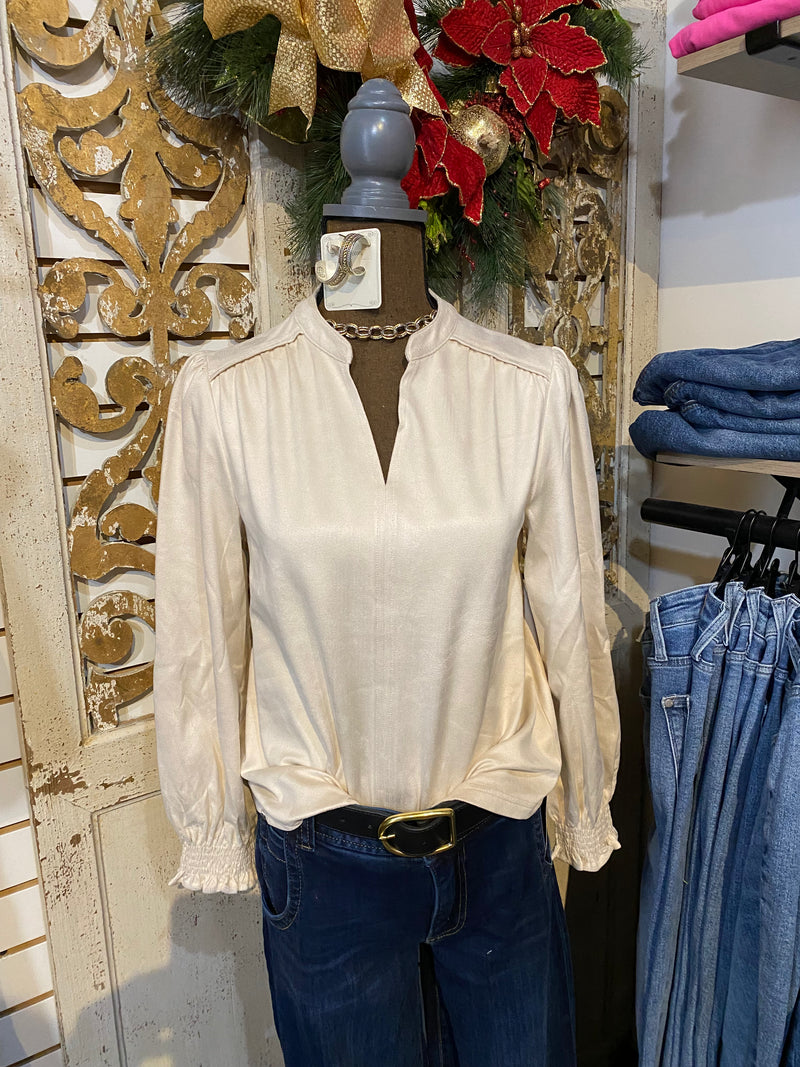 Long Sleeve Suede Top