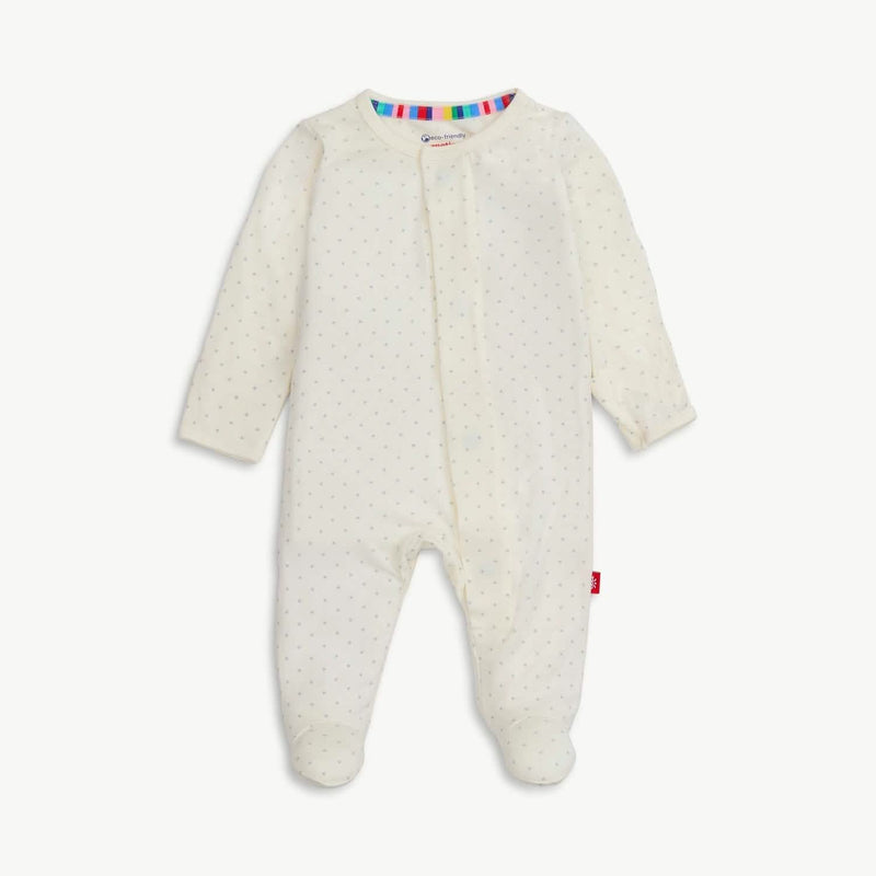 Cream pin dot footie