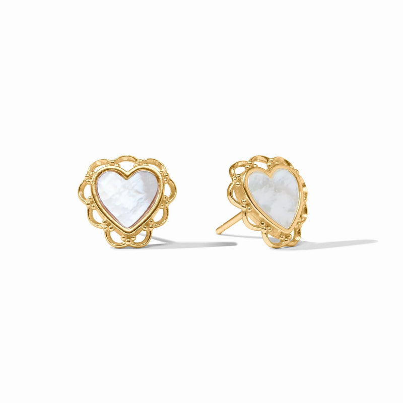 Lace heart mother of pearl stud