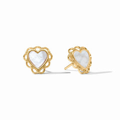 Lace heart mother of pearl stud