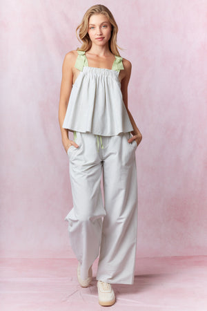 Striped detail pant set