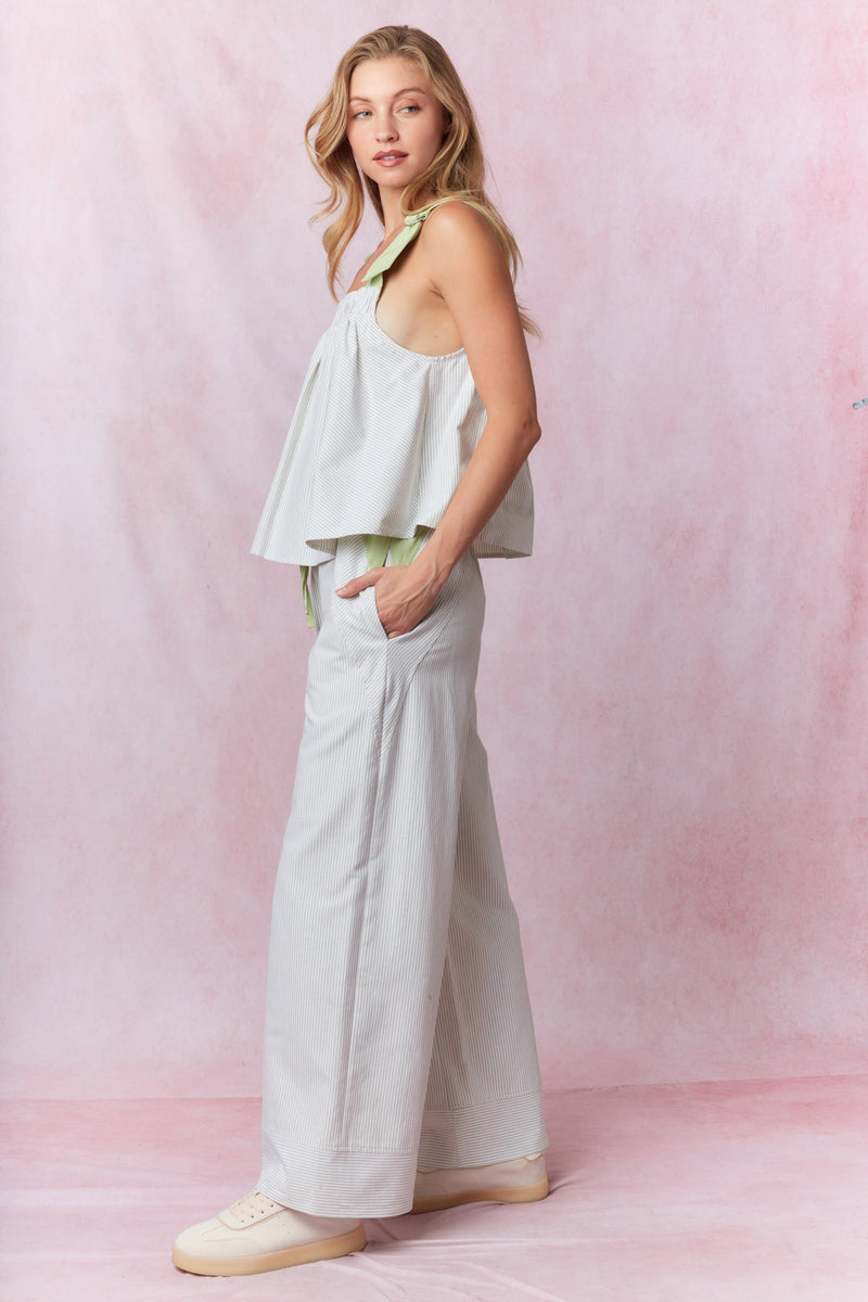 Striped detail pant set