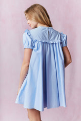 Ruffled A-line dressed with puffed sleeve