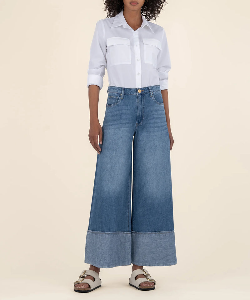 Blake- Crop wide leg-Medium wash