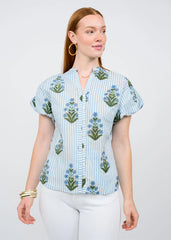 Striped block print top