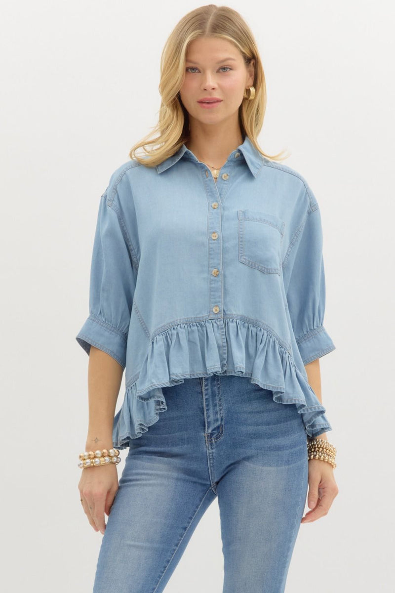 Light Denim Ruffled top