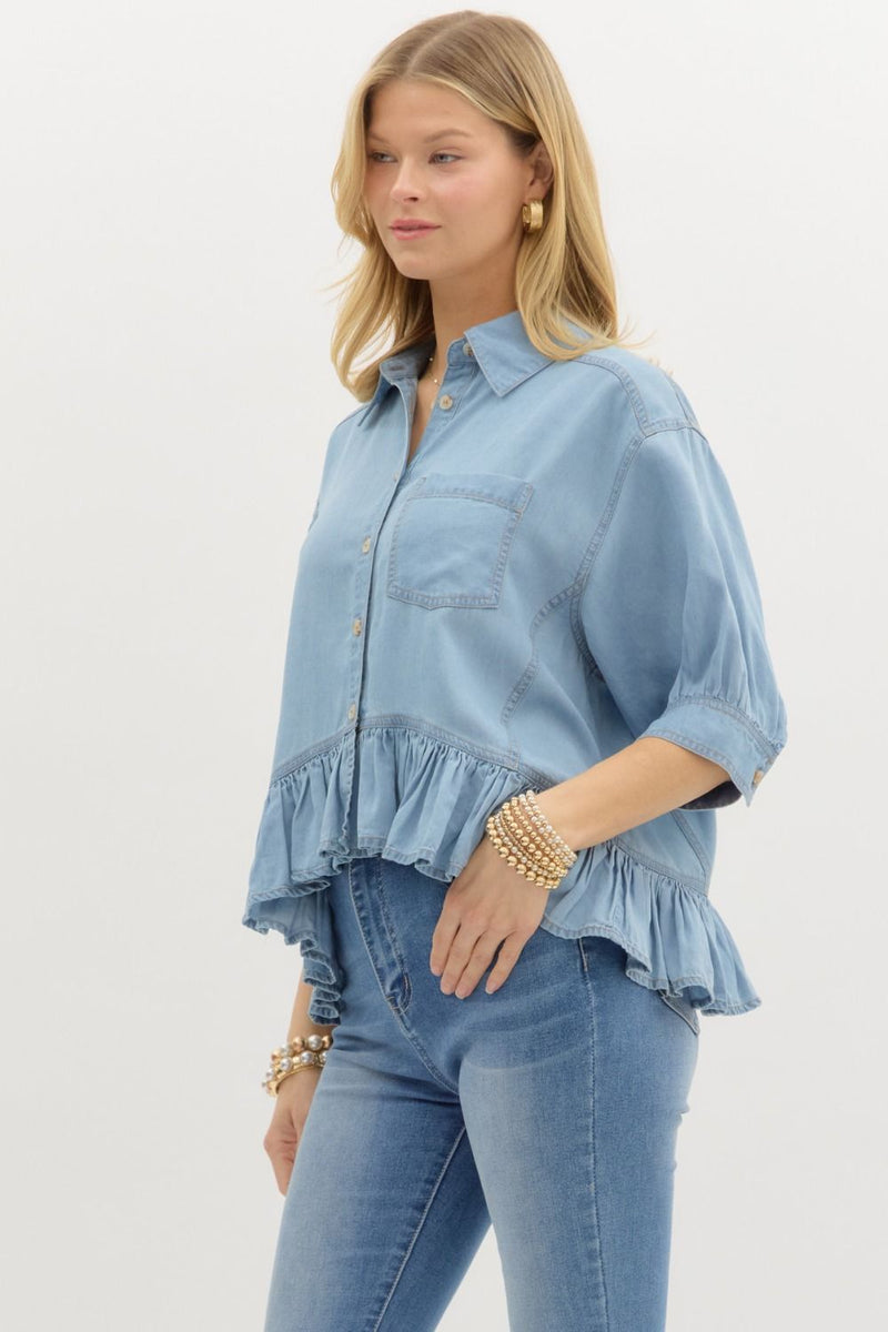 Light Denim Ruffled top