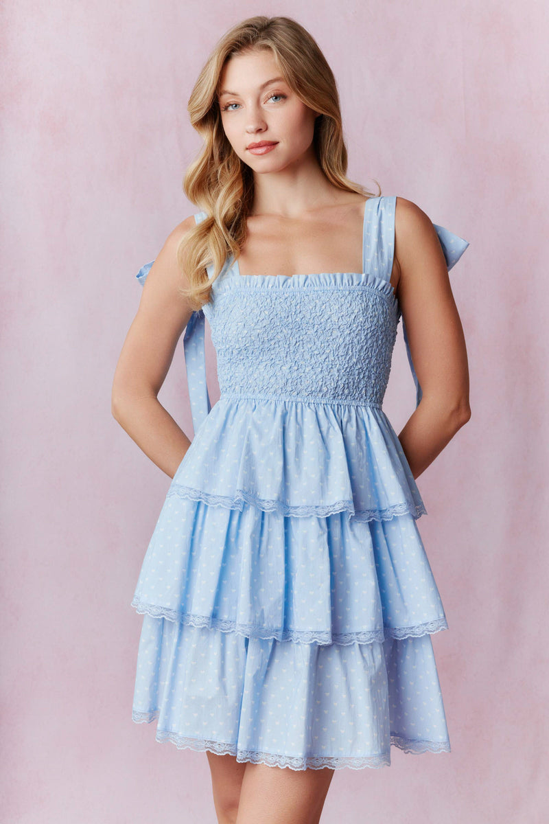 Shoulder tie with Lace trim Dress