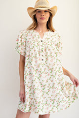 Floral print white dress