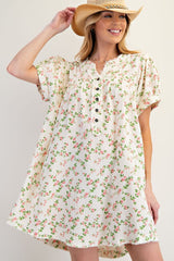 Floral print white dress