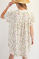 Floral print white dress