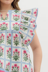 Magenta Ruffled Floral Top