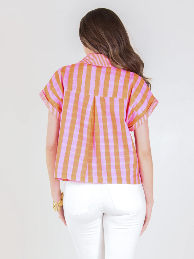 Luna top- Coral pink Stripe