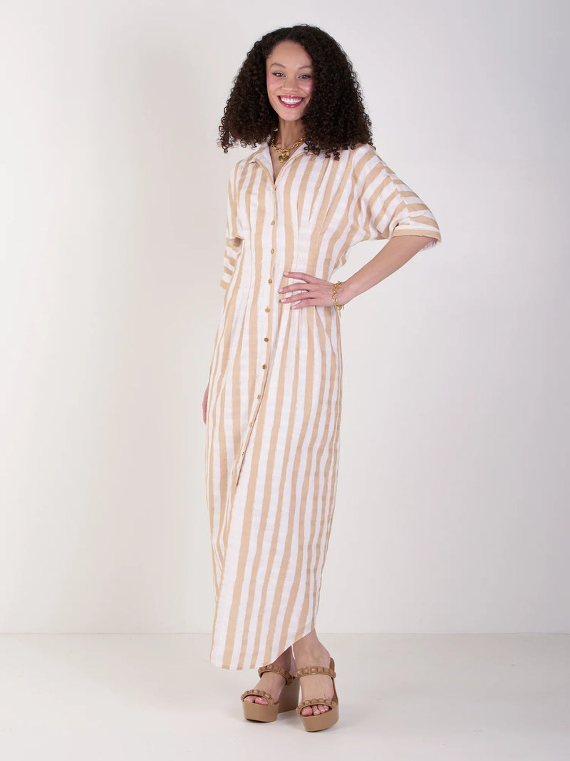 Georgia Dress- Sand Stripe