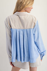 Color Mix Linen Blouse