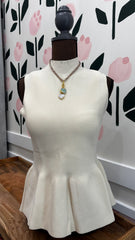 Solid peplum mock neck top