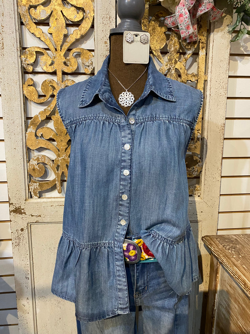 Denim tiered top