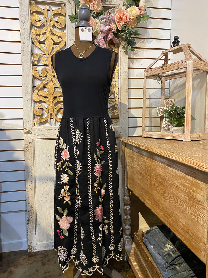 Mixed media tank dress-Della