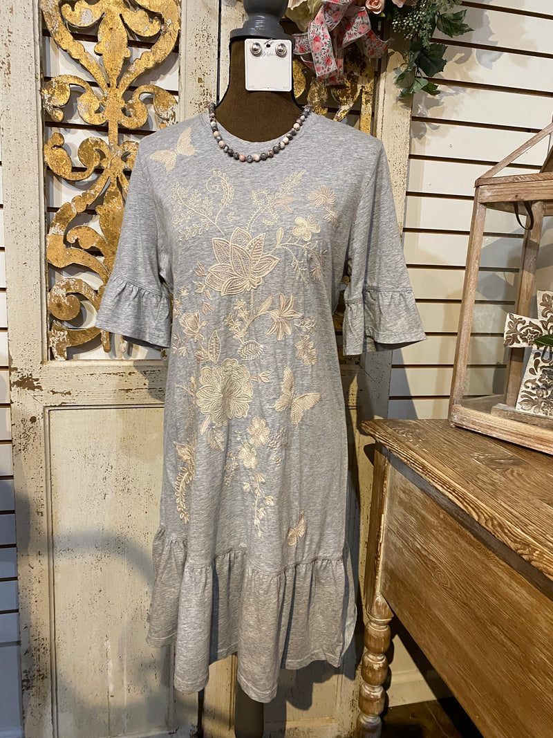 Ruffle sleeve knit dress-Diina