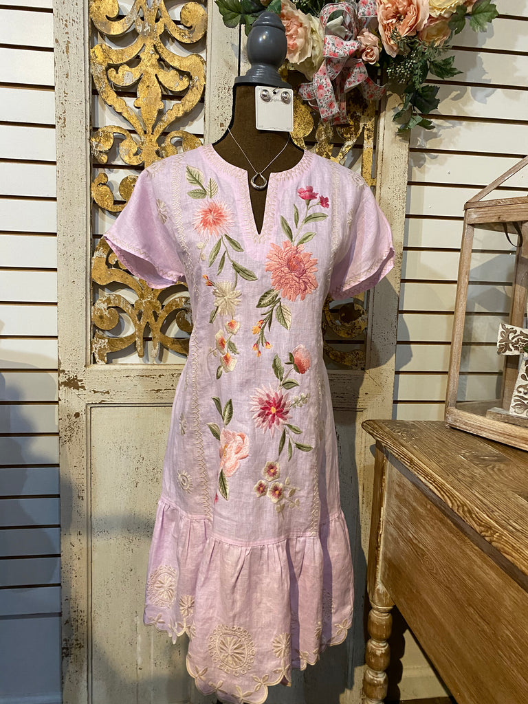linen flounce dress Universal Standard Plus Size Sunset Linen Flounce Dress