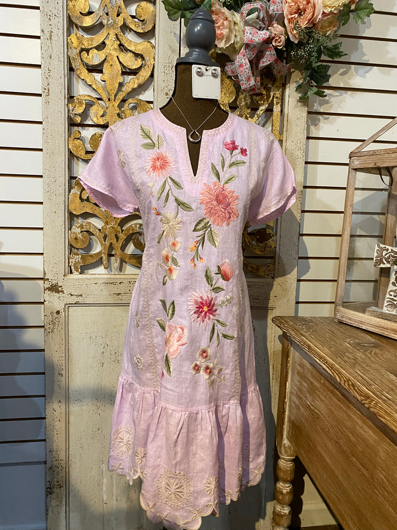 Relaxed linen flounce dress