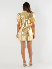 Hampton- Crinkled gold metallic dress