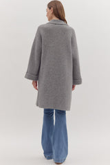 Heather Grey long sweater with front pocket