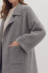 Heather Grey long sweater with front pocket