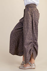 Floral print twill pant