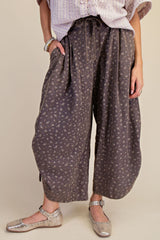 Floral print twill pant
