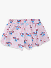 Girls Pink Patriotic Gingham Active Butterfly Shorts with blue active tank