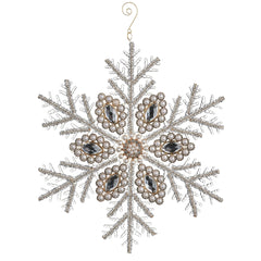 15” pearl and jewel snowflake ornament