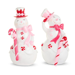 Pink candy snowmen