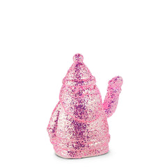 Pink glitter waving Santa