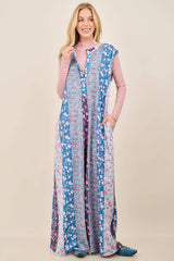 Petal Diary Terry Button Henley Jumpsuit