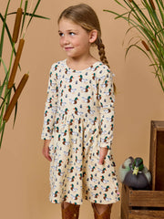 Girls Mallard Marsh Duck Knit Long Sleeve Twirl Dress