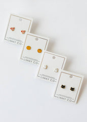 Screwback Stud Earrings - Black Cat