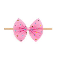 Raspberry Rhinestone Bow Baby Headband - Hair Accessories