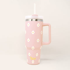 40oz Take Me Everywhere Tumbler - Dancing Daisy Pink