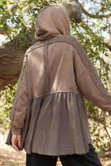 Mineral Washed Slouchy Lounge Zip Up Jacket